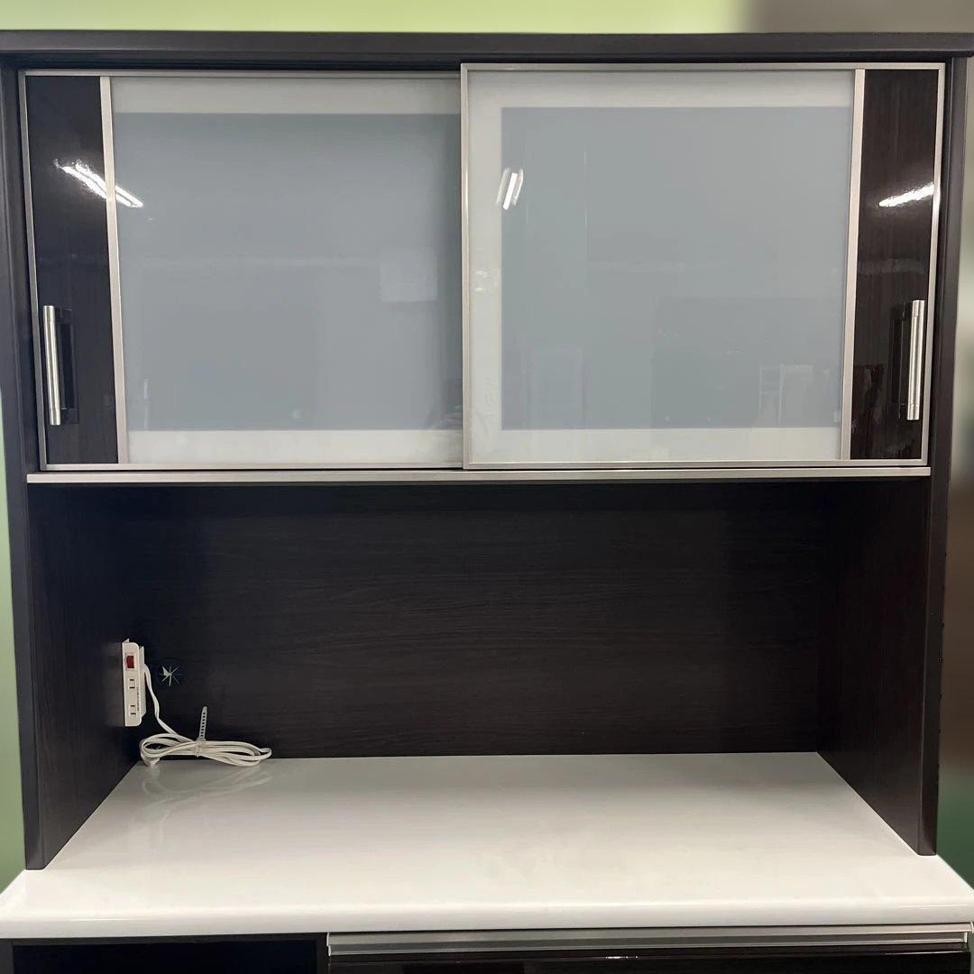 ニトリ 木製食器棚 ダークブラウン ガラス扉付き インテリア 家具