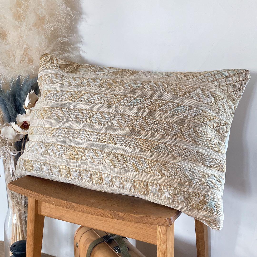 モロッコ製 ティフレット キリム クッションカバー 約60×39〜40cm