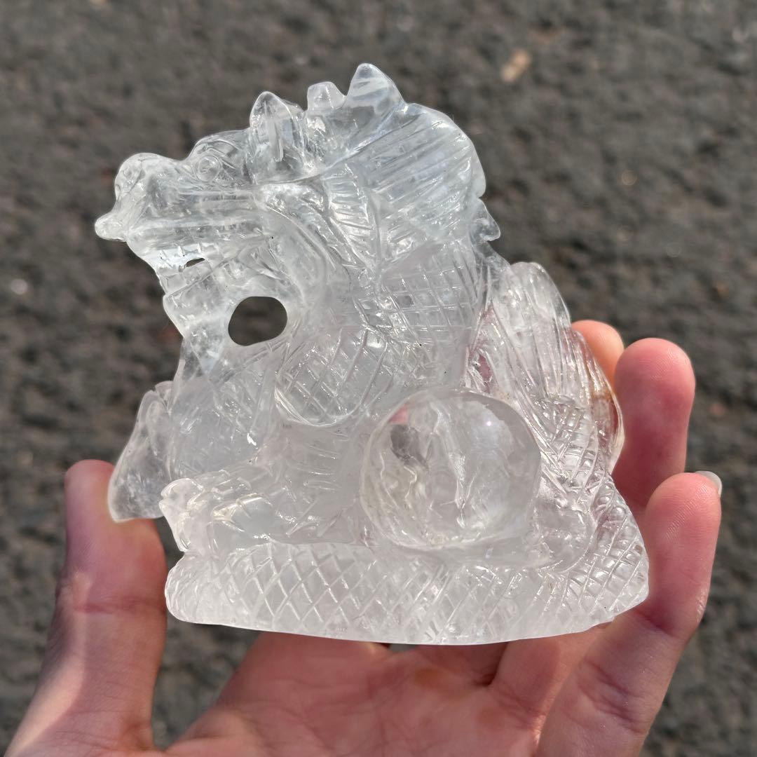 天然石水晶の龍　置物　ご購入前に在庫確認必要　G.219