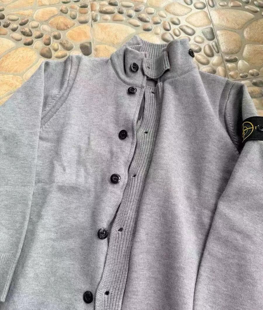 ストーンアイランド　ジップアップニットジャケット　カーディガン グレー