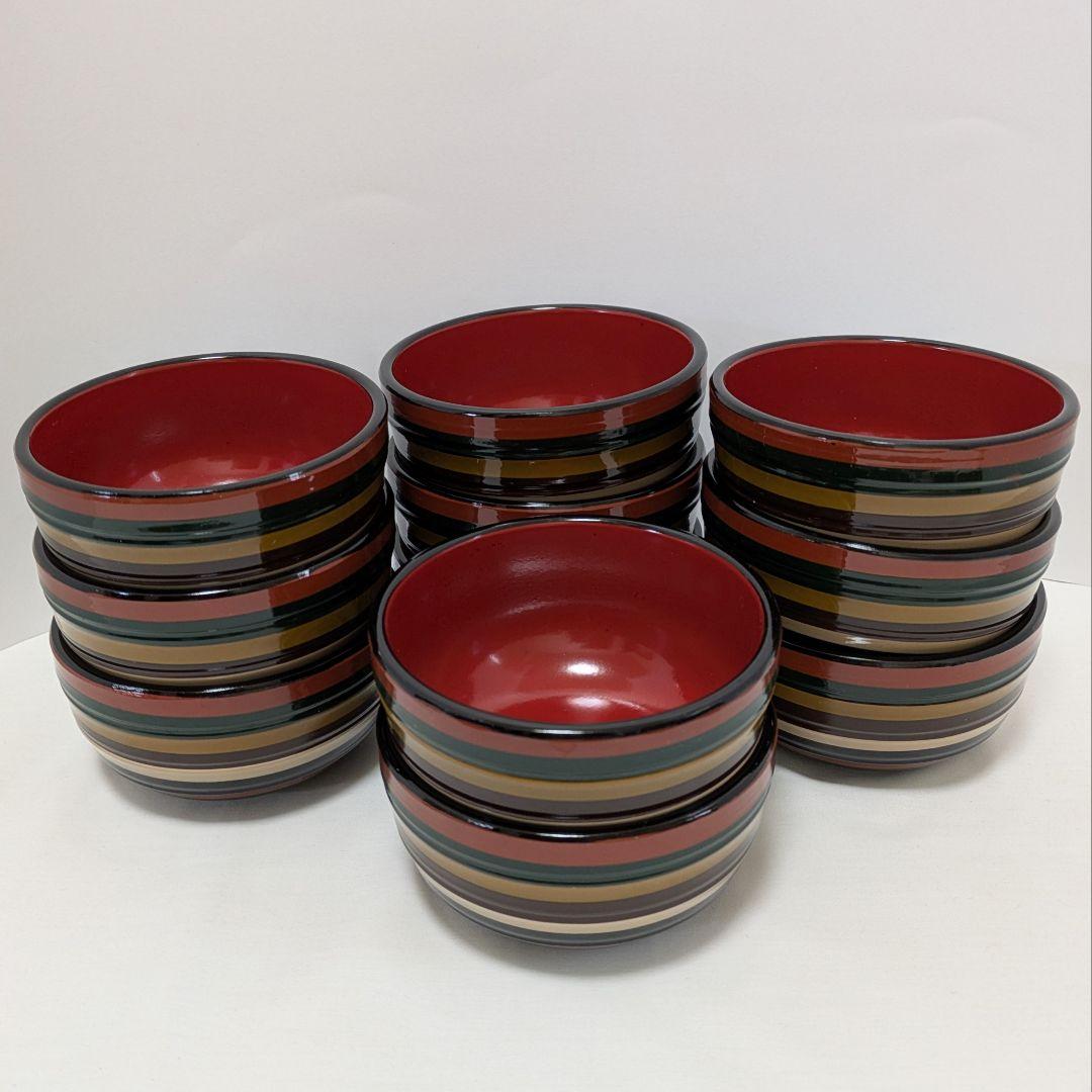 コマ二段丸重とコマ小器11碗 香川漆器　独楽塗