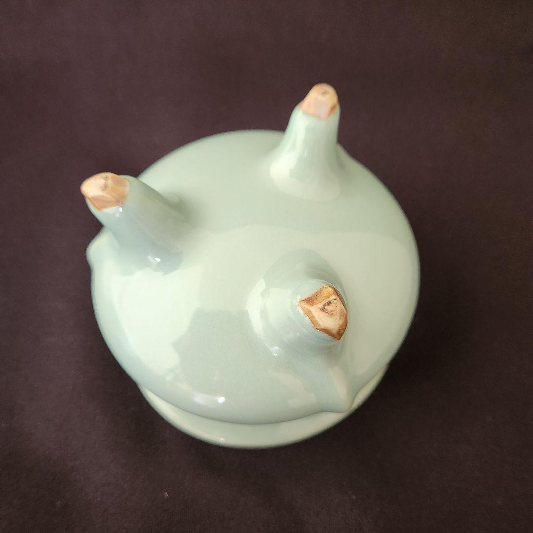 青磁 袴腰香炉 銀火屋 純銀 刻印