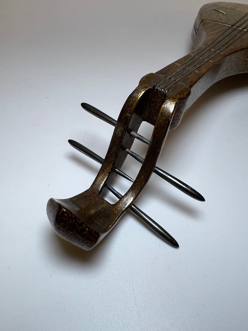 香道具 超絶技巧の時代漆芸　明治時代 本金蒔絵琵琶形香合 時代箱 香道具　金蒔絵