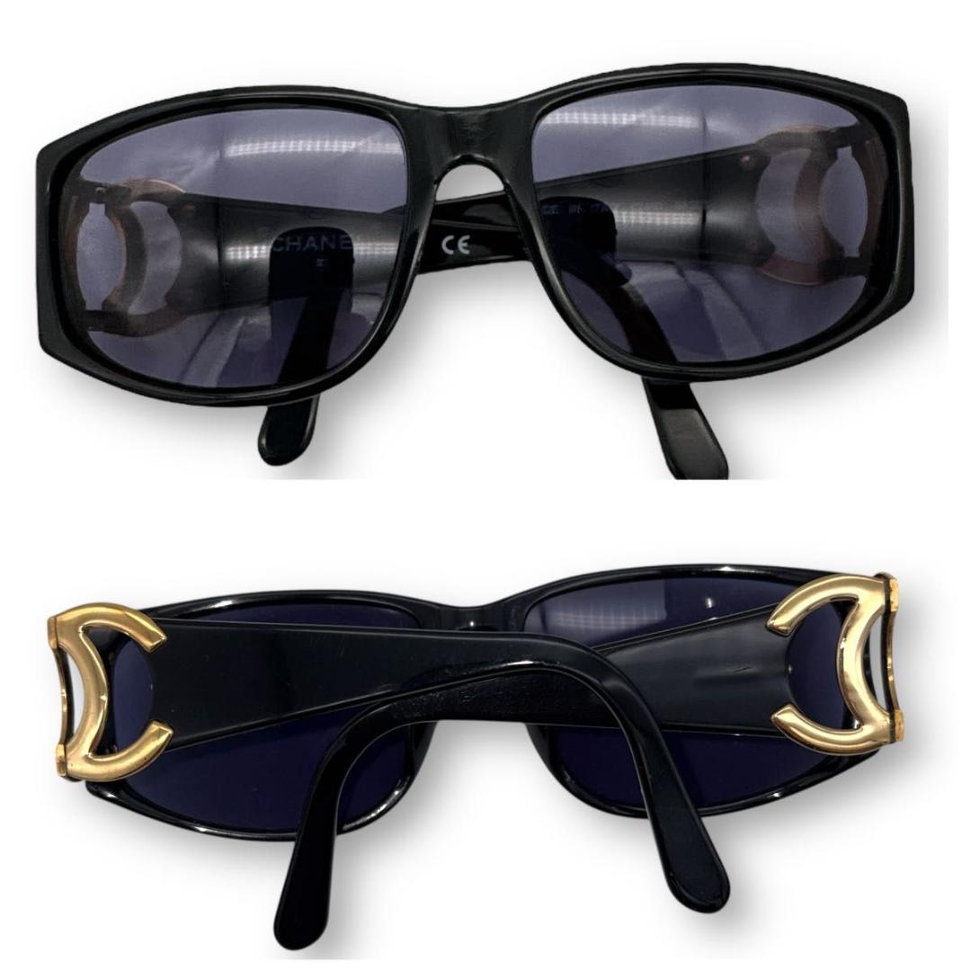 CHANEL sunglasses BLACK coco case gold ④