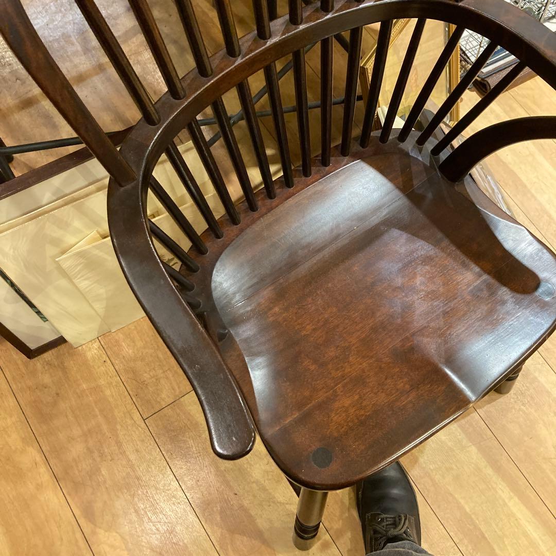 格安❣️松本民藝家具木製アームチェア ダークブラウン スピンドルバック美品です
