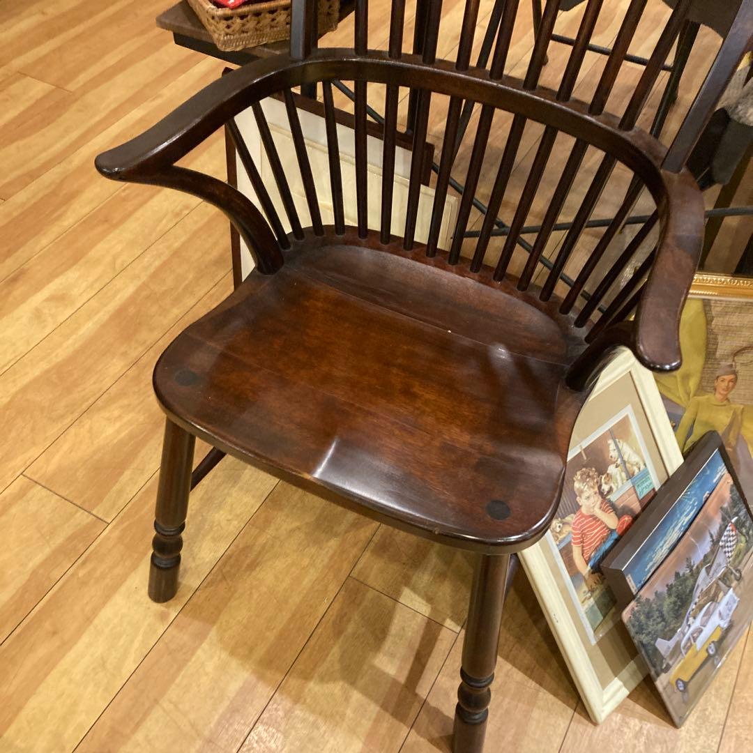 格安❣️松本民藝家具木製アームチェア ダークブラウン スピンドルバック美品です