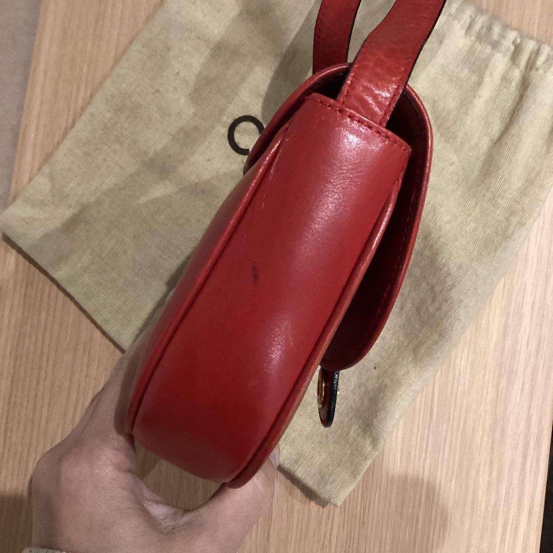 CELINE レザー ショルダーバッグ レッド