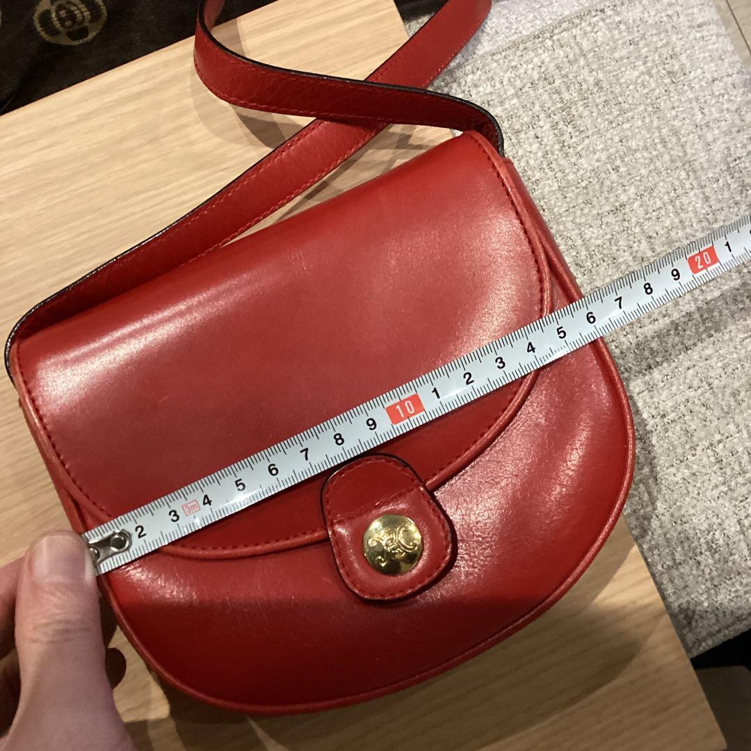 CELINE レザー ショルダーバッグ レッド