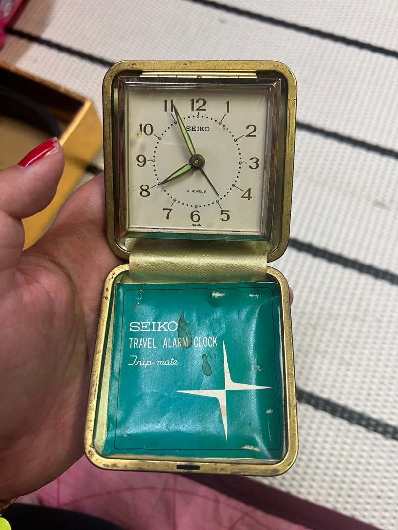 SEIKO トラベルアラームクロック ゴールド/グリーン ヴィンテージ物　昭和