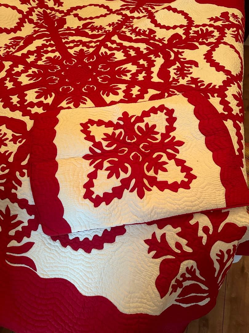 【週末値下げ】ハワイアンキルト　ベッドカバー　ダブルサイズ