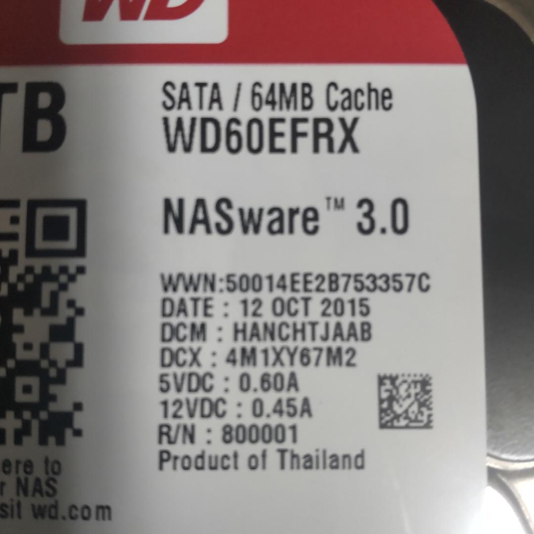 6TB HDD WD Red NAS用 WD60EFRX【注意】
