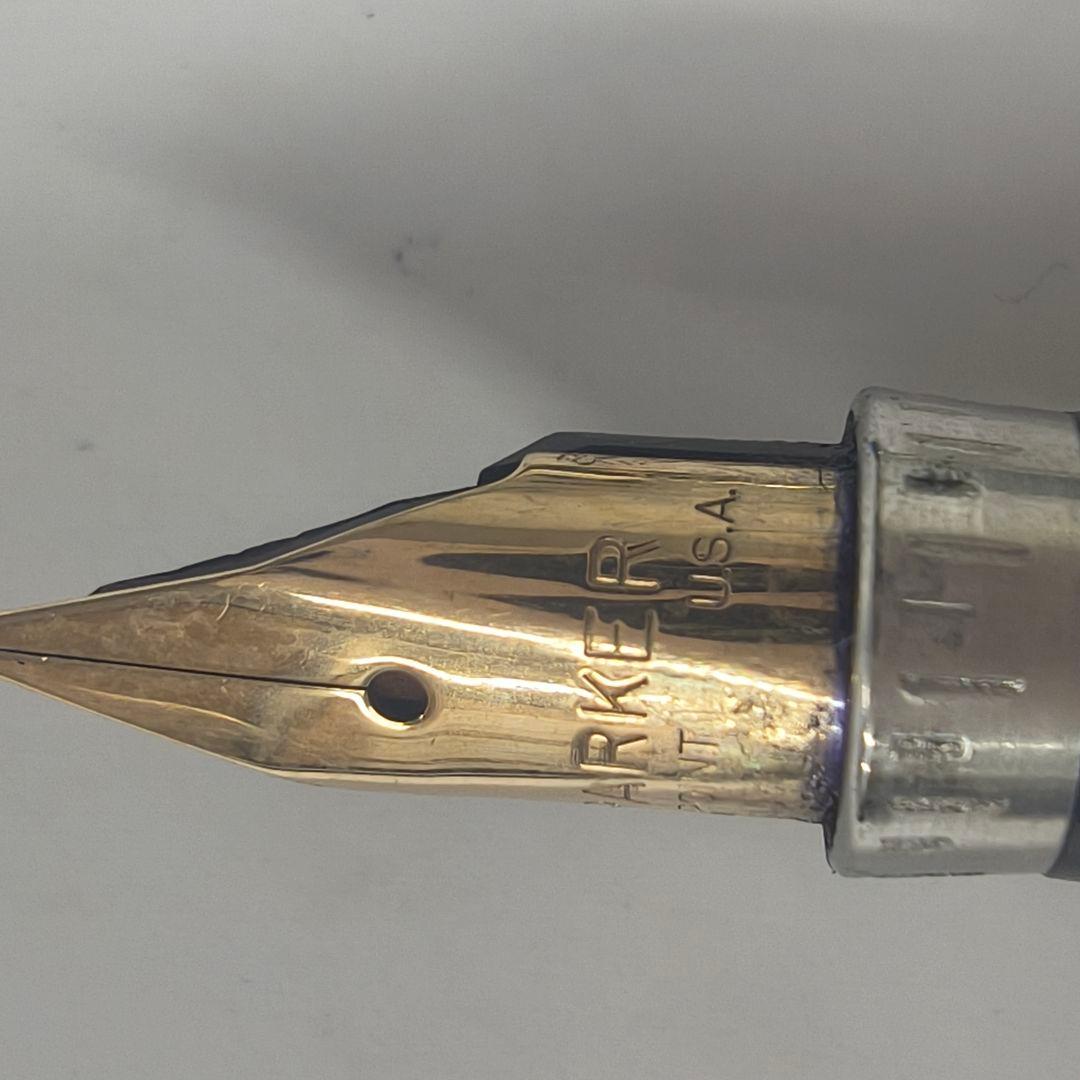 Parker ペン先14Kゴールド　チェック柄 万年筆 スターリングシルバー