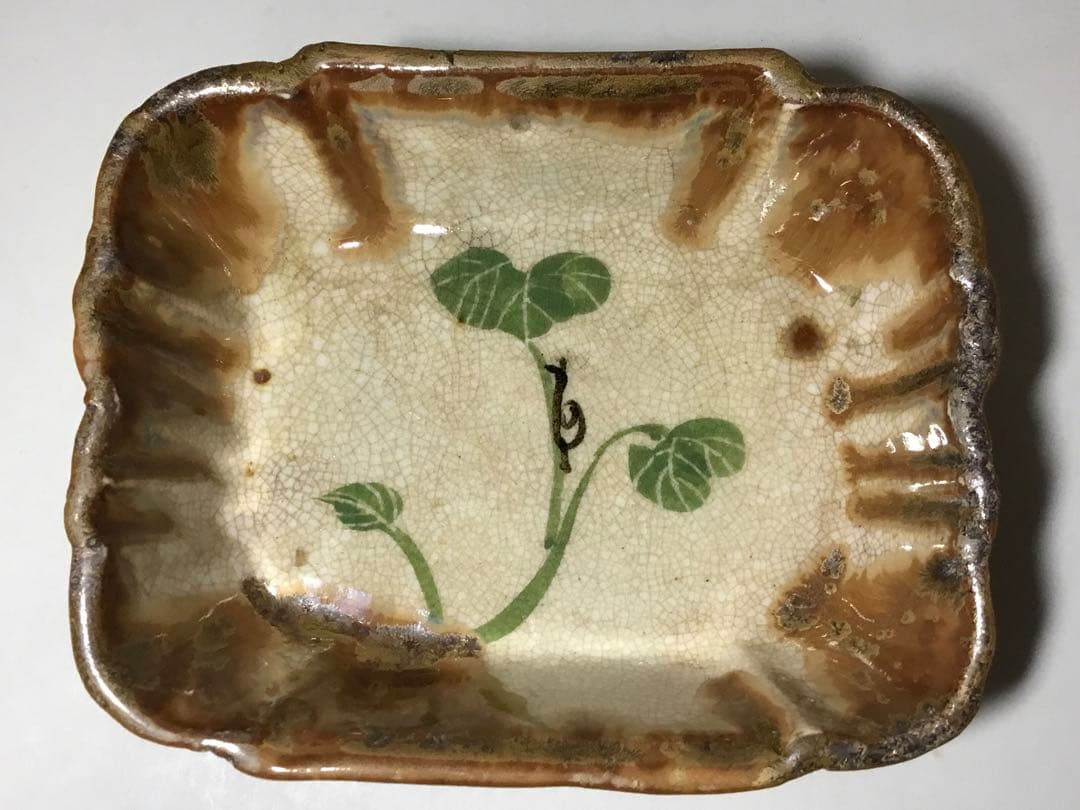 織部焼？◆角皿 ５個◆でんでん虫 カタツムリ 長皿 深皿 和食器 菓子皿