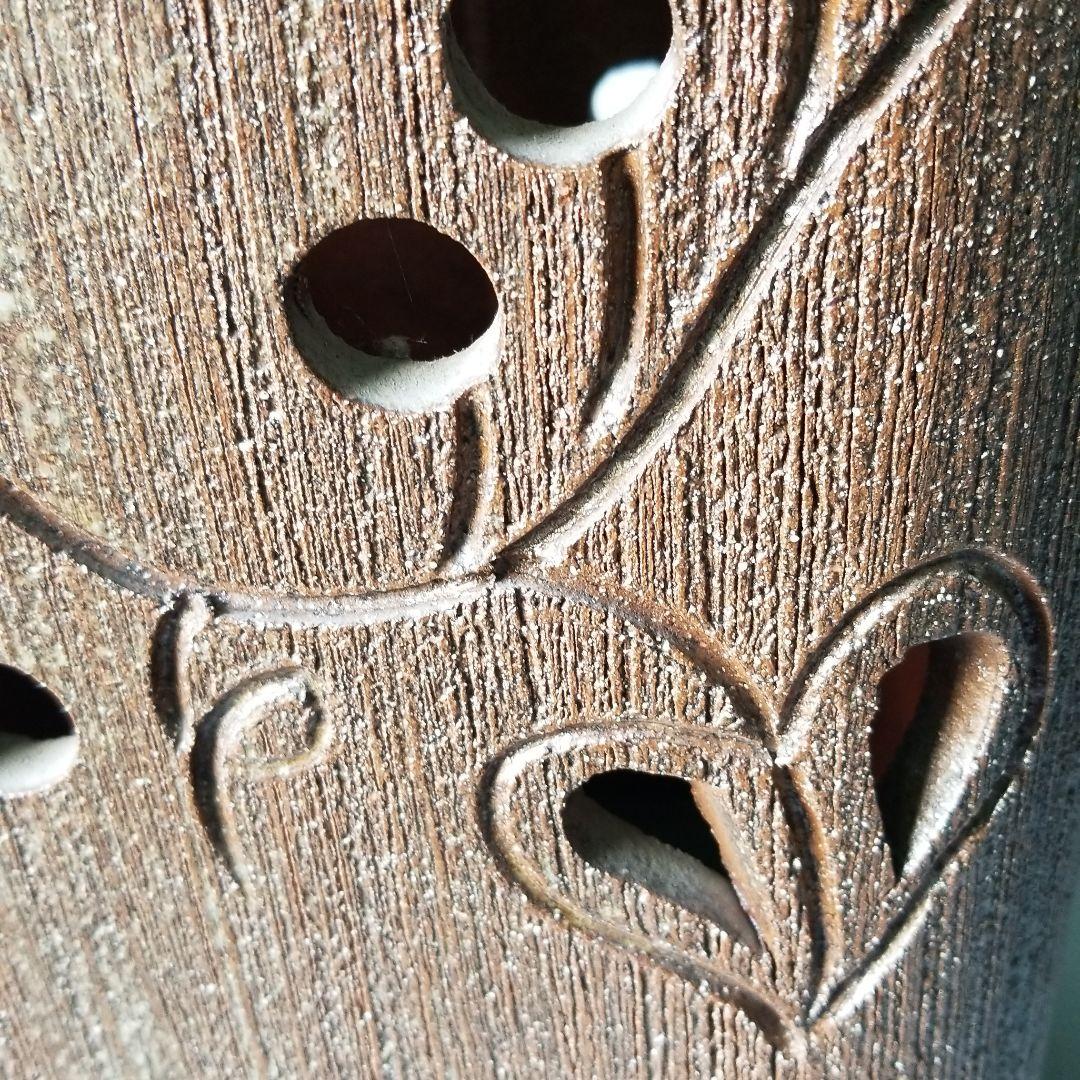 信楽焼傘立て  正角茶彫 高さ４８cm