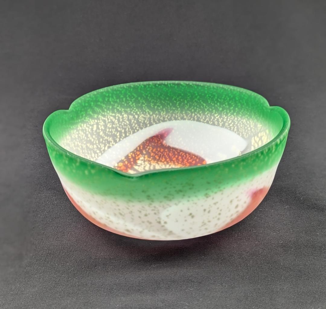 石井康治　花弁紋金彩手吹きガラス鉢