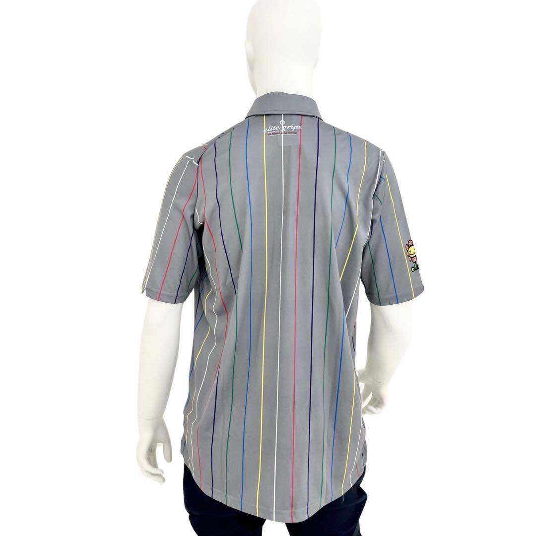 エリートグリップ　ラフウォーター　ポロシャツ　ストライプ　グレー　Lサイズ