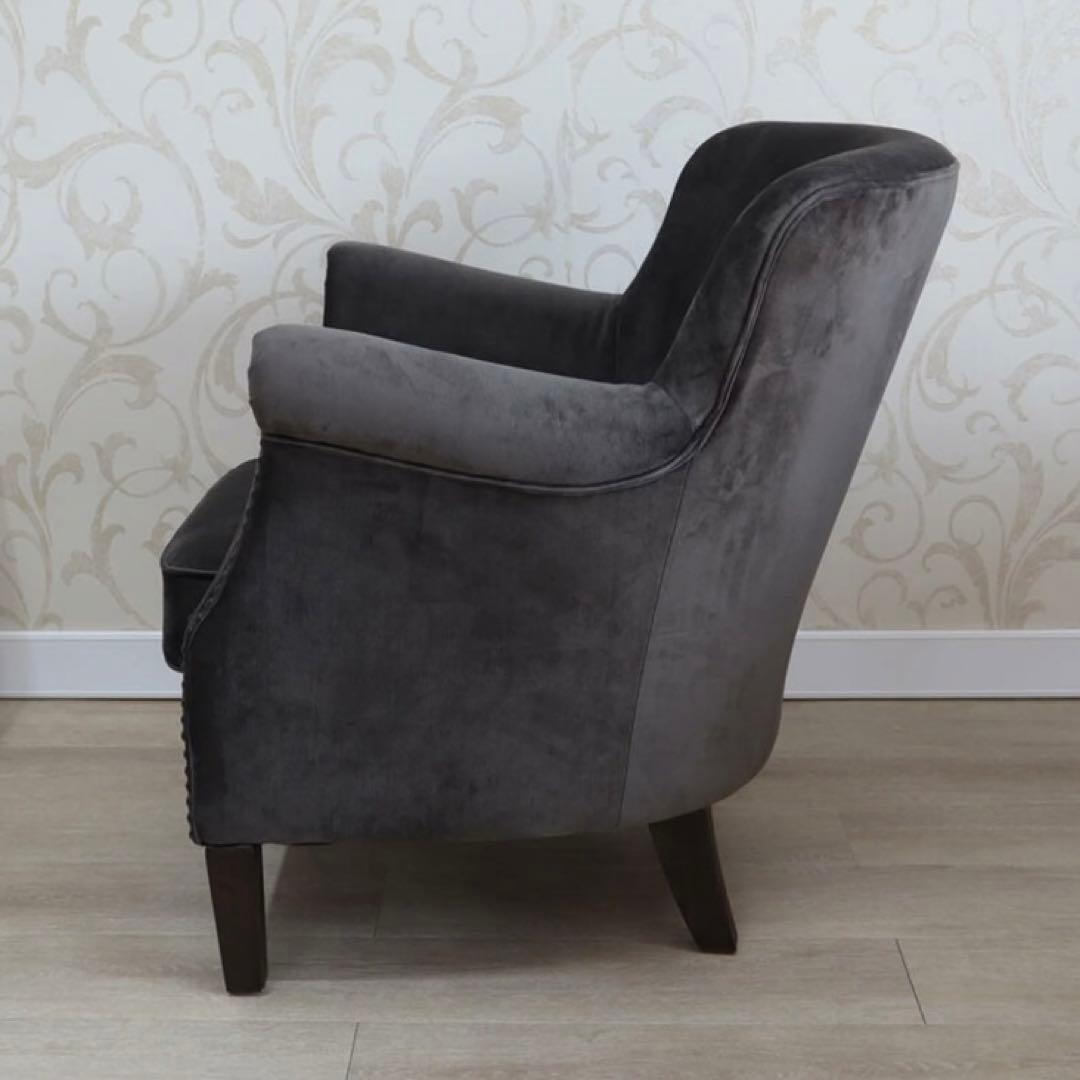 【 BLANC D'IVOIRE 】アームチェアCLAUDEベルベットグレー