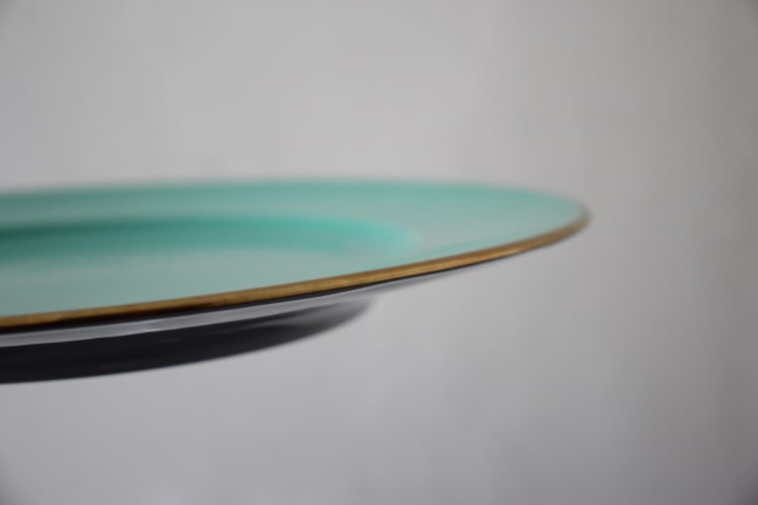 イタリア　リチャードジノリ　ドッチア窯　３０cm　金彩プレート　グリーン