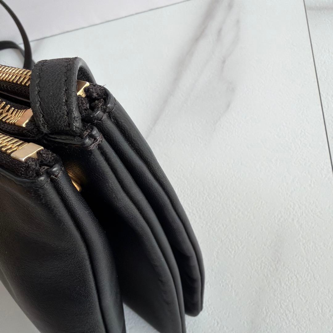 美品 CELINE セリーヌ 旧ロゴ トリオ ラージ 黒 ショルダー 保存袋