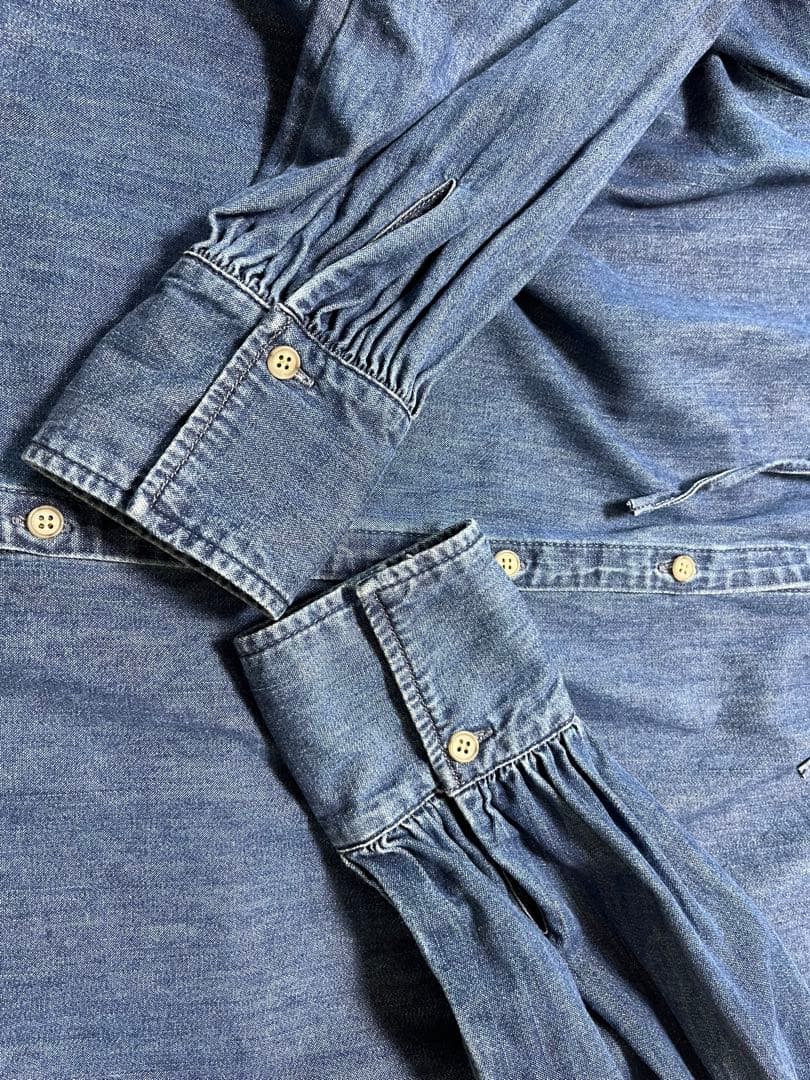 RM denim フリルギャザーデニムブラウス