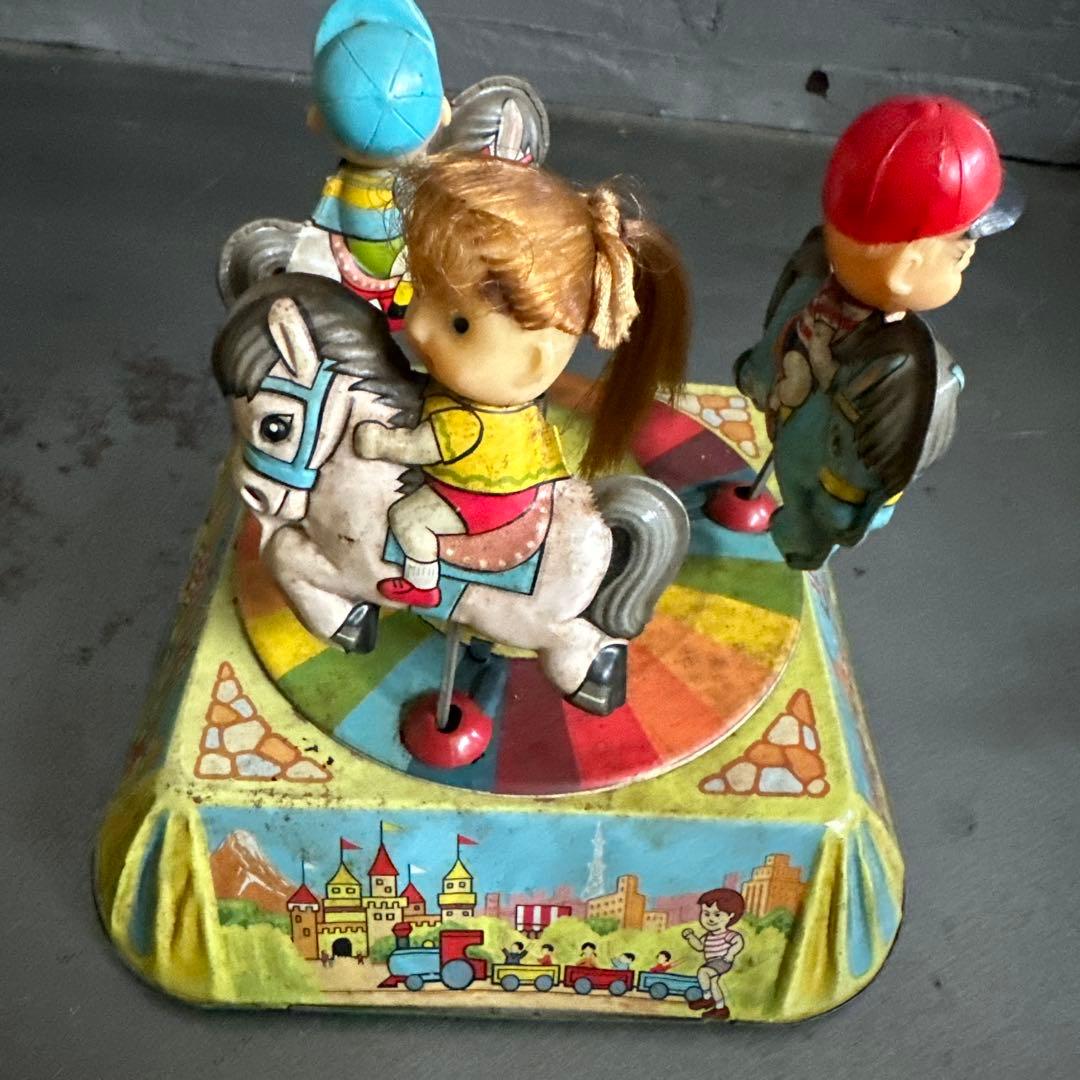 アンティーク ブリキメリーゴーランド カラフル