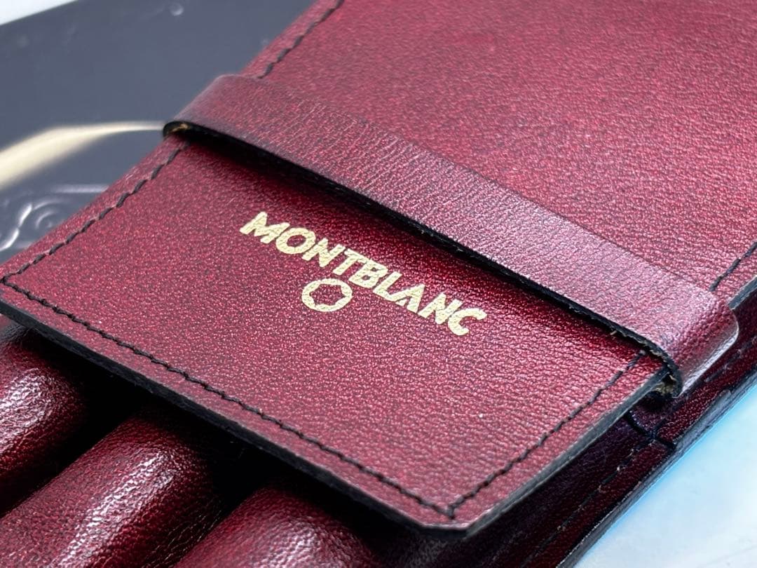 モンブラン　⭐️極上保管ボルドー美品⭐️ヴィンテージ本革セパレート型ペンポーチ3本差
