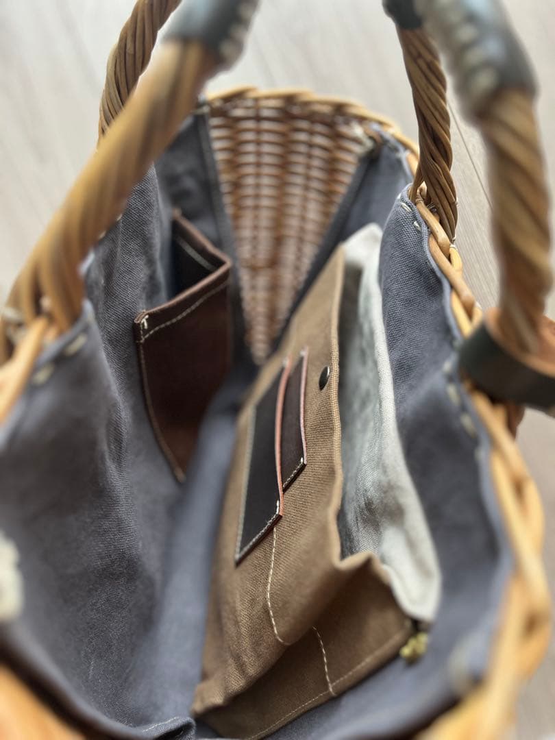 ebagos 「マルシェ」ブライドルレザー×紅籐GREY（定番トート） エバゴス