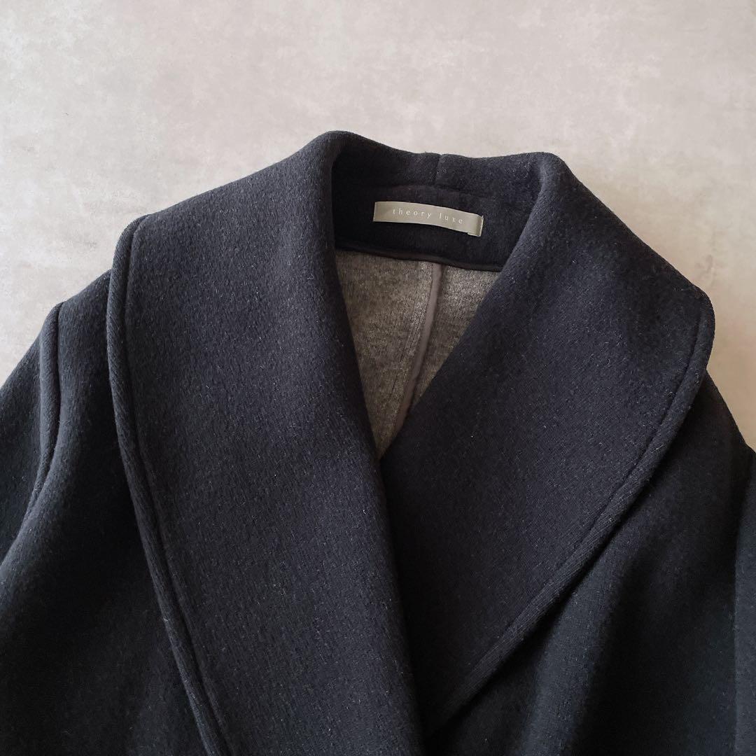 セオリーリュクス ダブルフェイス ウール ニットコート アウター 黒