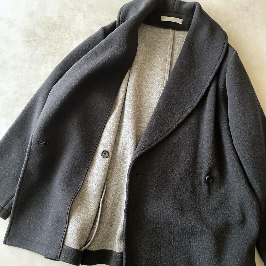 セオリーリュクス ダブルフェイス ウール ニットコート アウター 黒
