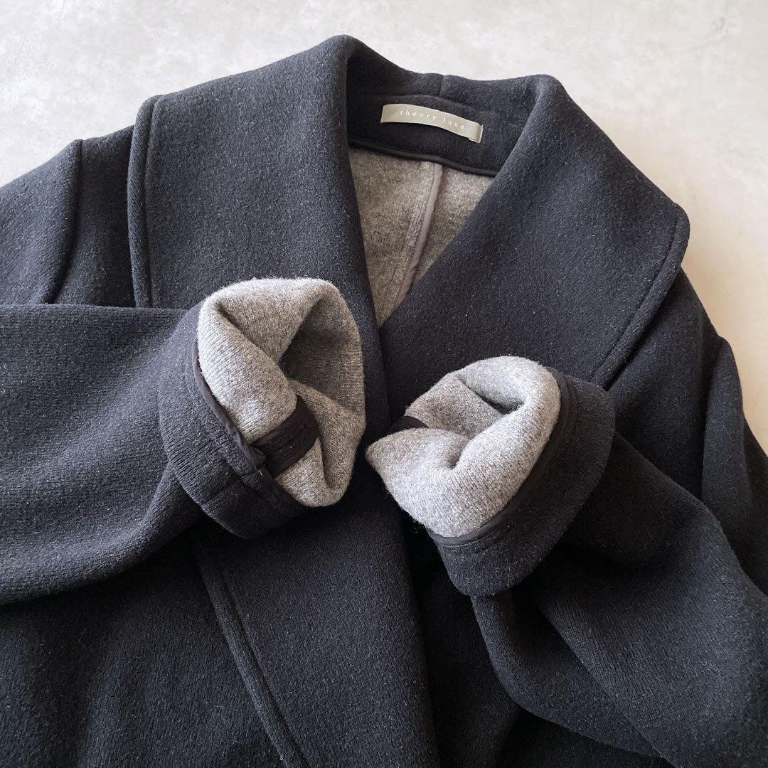 セオリーリュクス ダブルフェイス ウール ニットコート アウター 黒