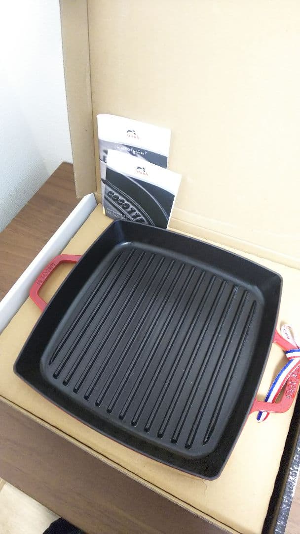 staub ストウブ ピュアグリル スクエア チェリー 28cm グリルパン