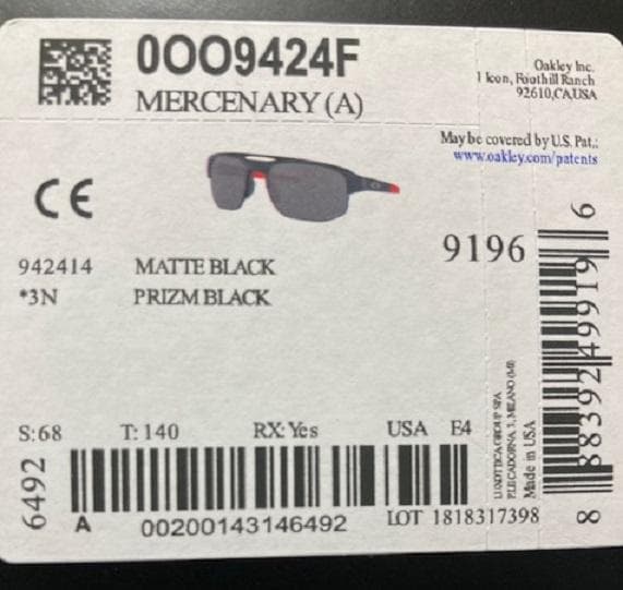オークリー Mercenary 大谷翔平 9424F-1468 サングラス