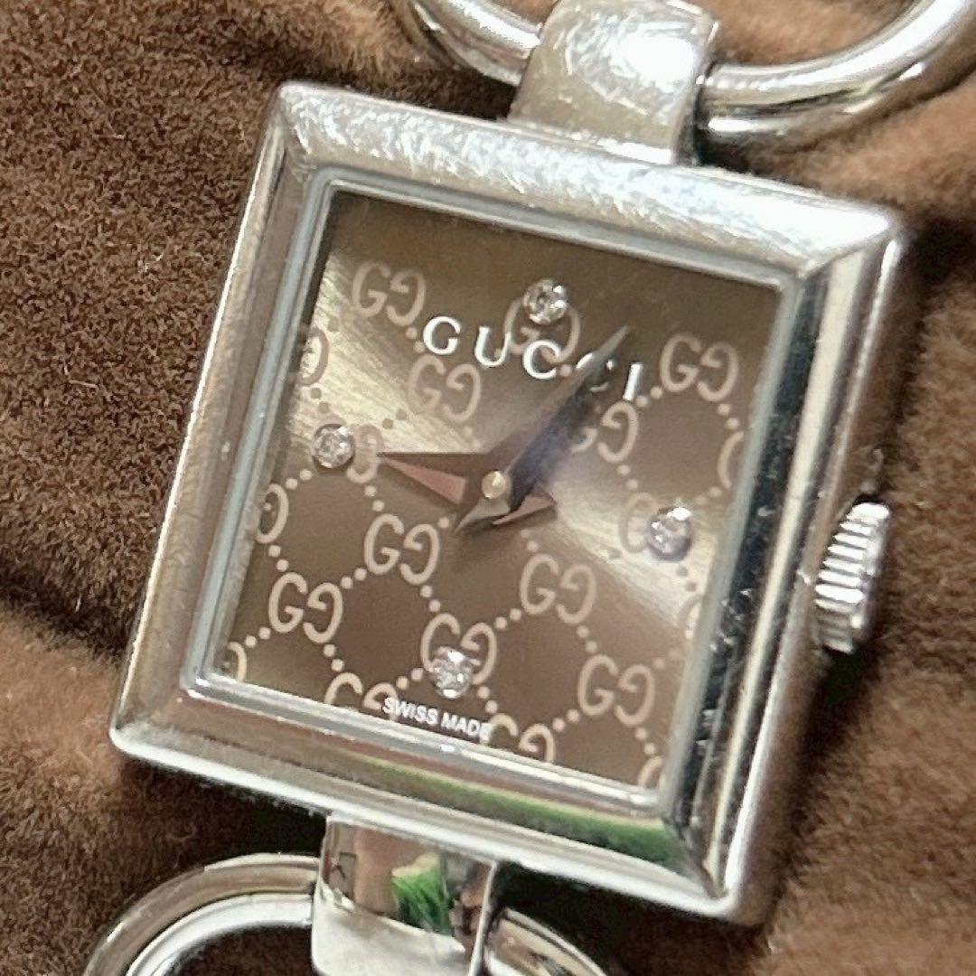 GUCCI 腕時計 レディース Gスクエア GG柄 ダイヤインデックス