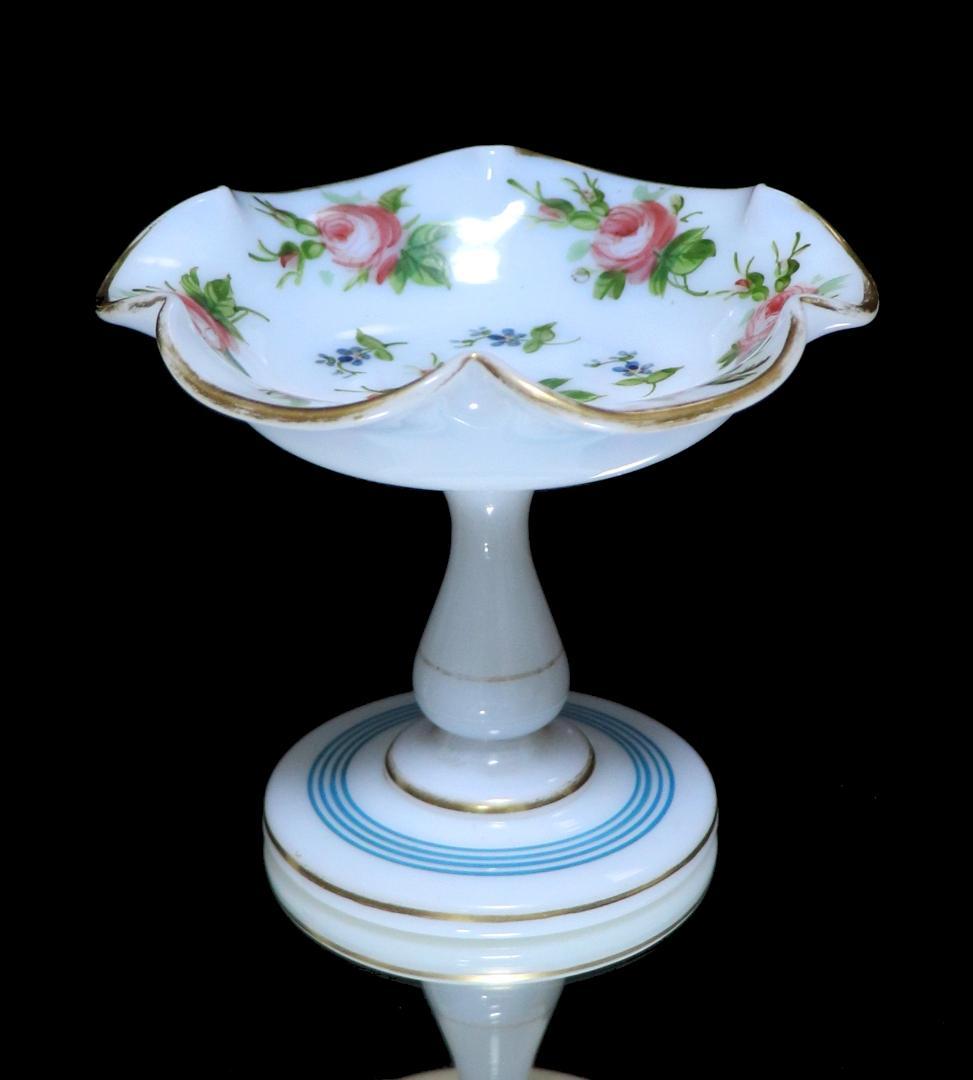 オールド・バカラ 美術館級 金彩エナメル薔薇文 コンポート オパーリンクリスタル