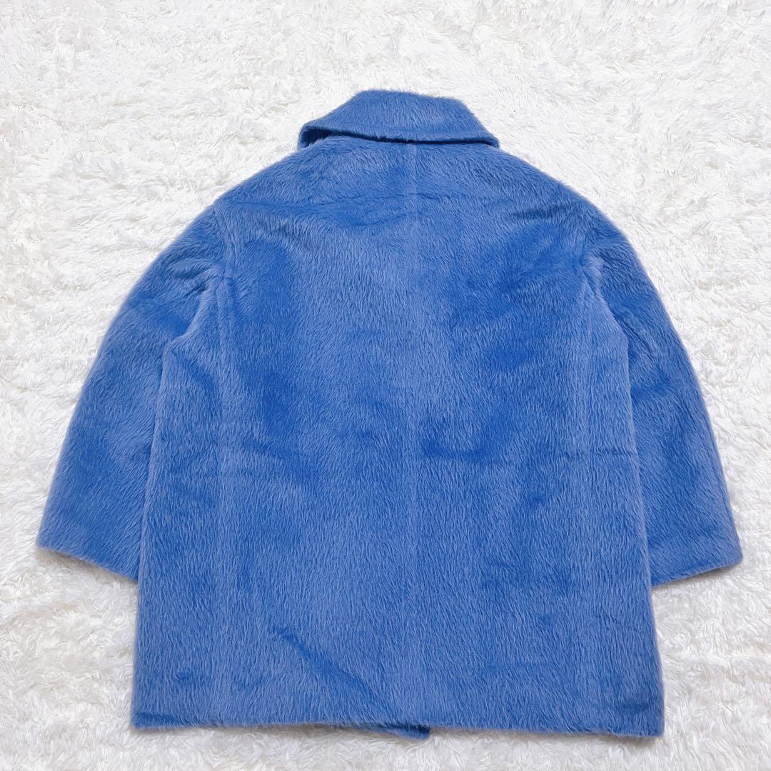 【極美品】ebure スーリーアルパカシャギーピーコート スカイブルー 希少色
