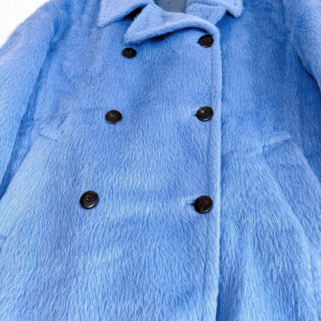 【極美品】ebure スーリーアルパカシャギーピーコート スカイブルー 希少色