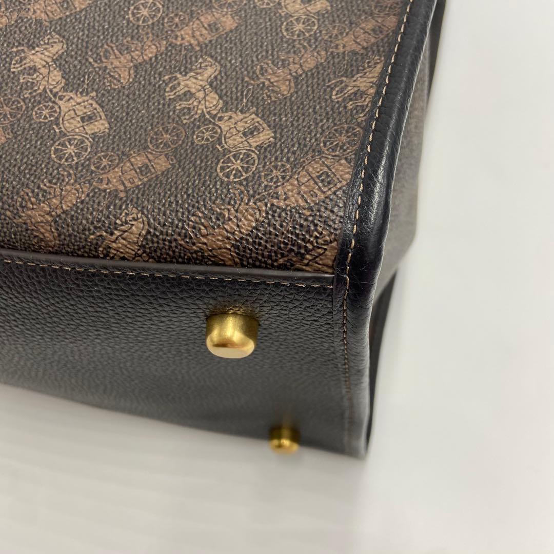 極美品✨ コーチ フィールド トート 40 ホースアンドキャリッジ 馬車柄 黒