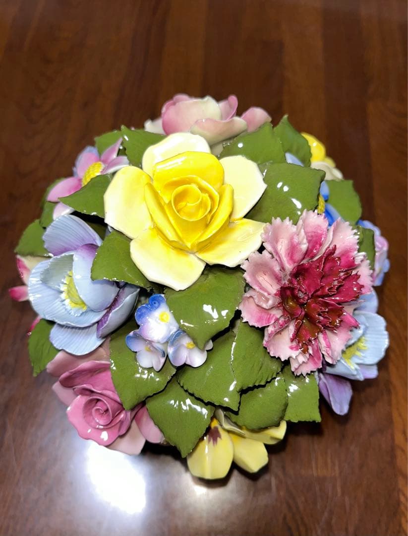 アンティーク　陶花　直径15cm 盛花　花7種　飾り　 