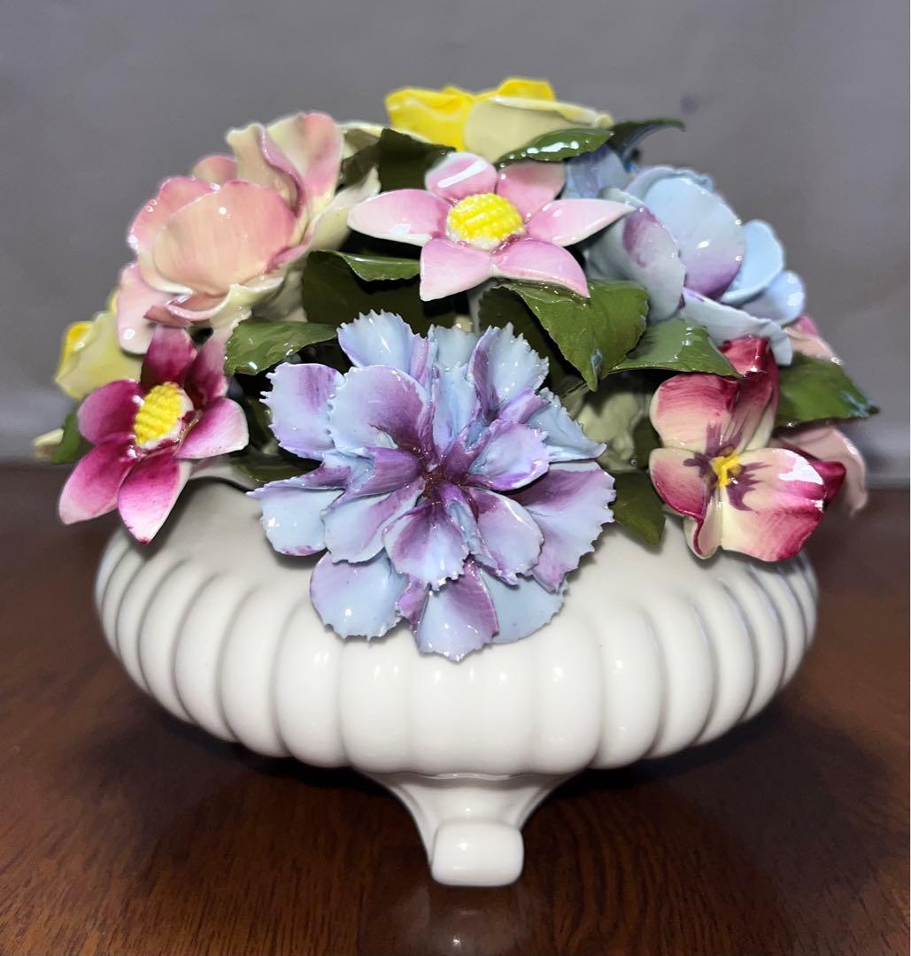 アンティーク　陶花　直径15cm 盛花　花7種　飾り　 