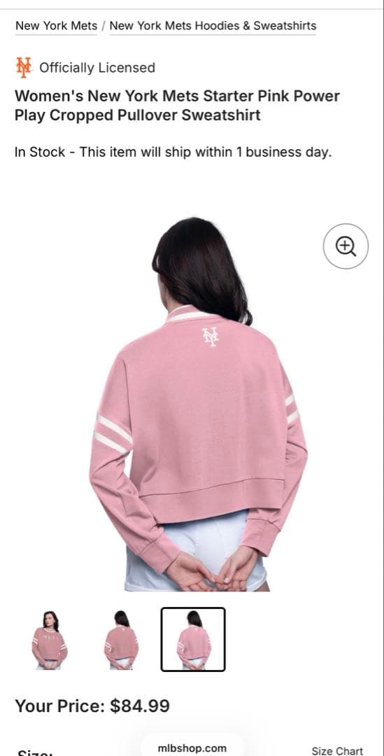 【未開封】MLB公式 ニューヨーク・メッツ レディース クロップドスウェット