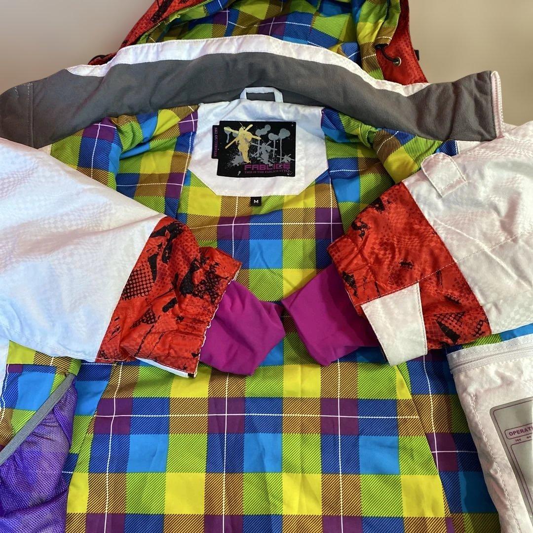 FABLICRICE スキーウェア スノボウェア 上下 白✖️赤 Mサイズ