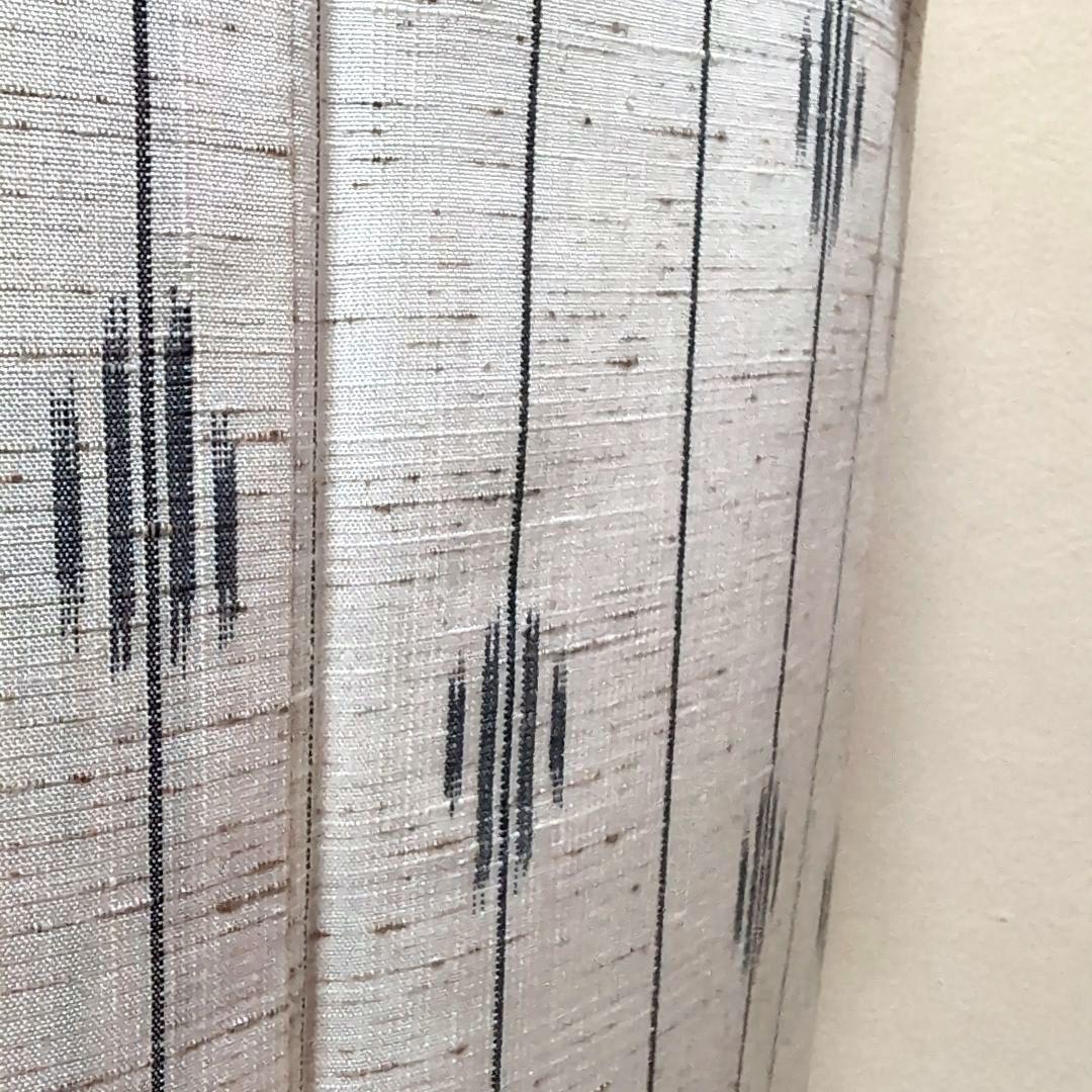 新品 未使用 正絹袷 本場 米沢紬 原始絹織布 千景 科布 白系