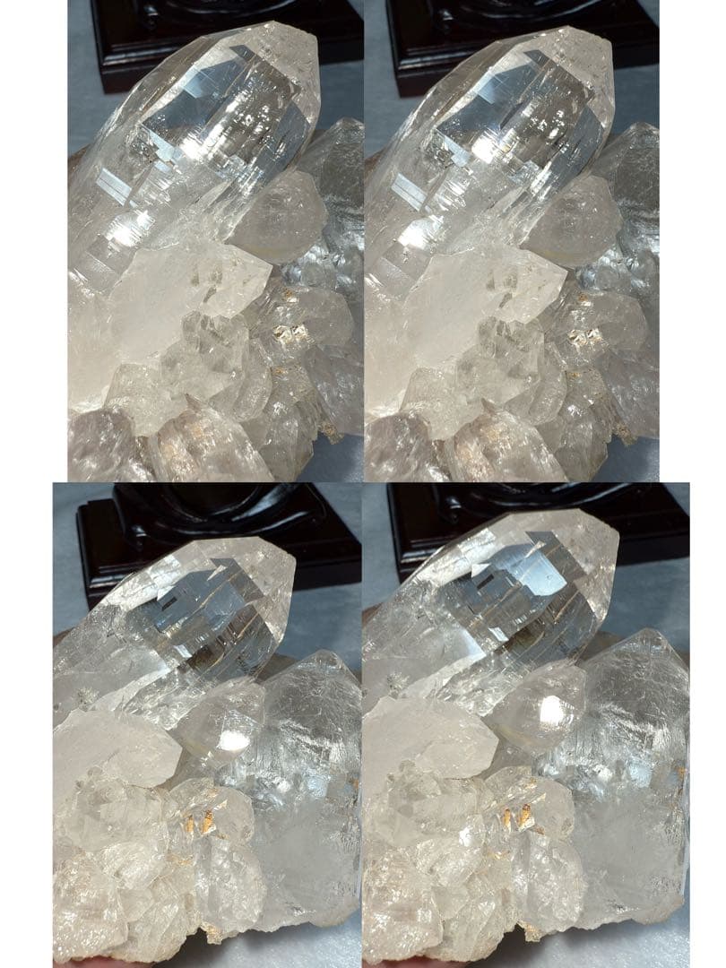 特注手彫台座 最高品質ヒマラヤ山脈ガネーシュヒマール水晶クラスター クローライト