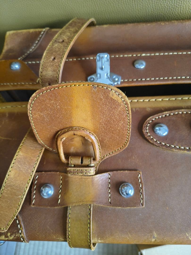 特大　トランク　ケース　アンティーク　ヴィンテージ　レトロ　昭和　本革　レザー