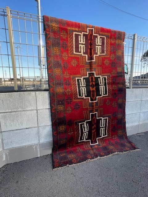 ペルシャのバルーチ ヴィンテージ古いエジプト デザイン ラグ 196x113cm