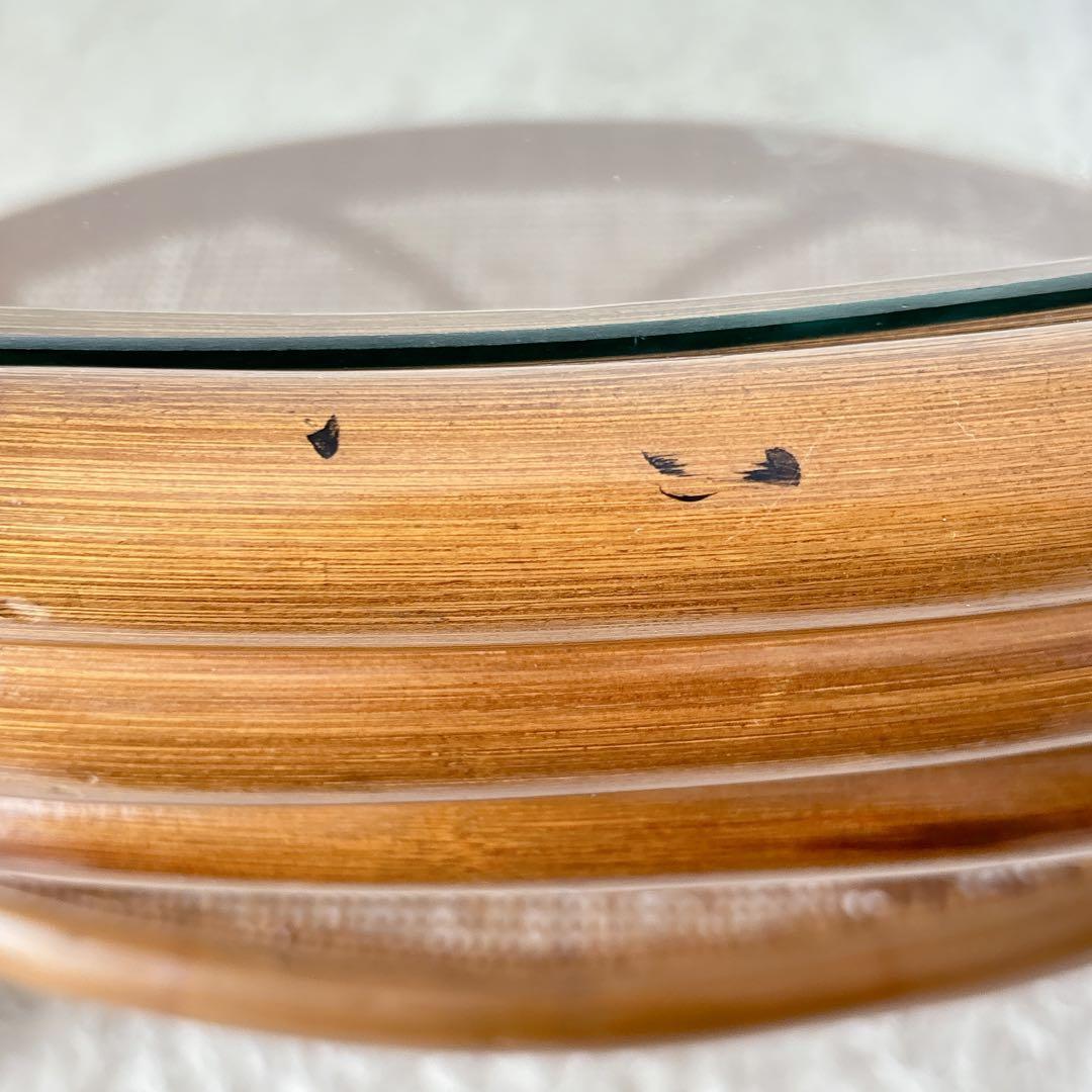 オールド 小泉】ガラストップ 籐 ラタンテーブル　　センターテーブル レトロ