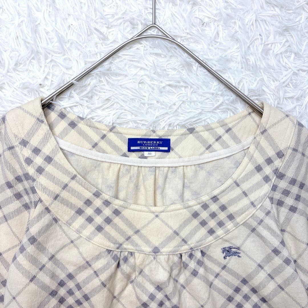 BURBERRY BLUE LABEL ノバチェック ワンピース 38 ロゴ刺繍