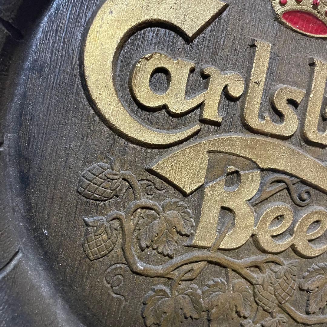 Carlsberg ビールトレイ　アンティーク　樽型壁掛け　看板　インテリア