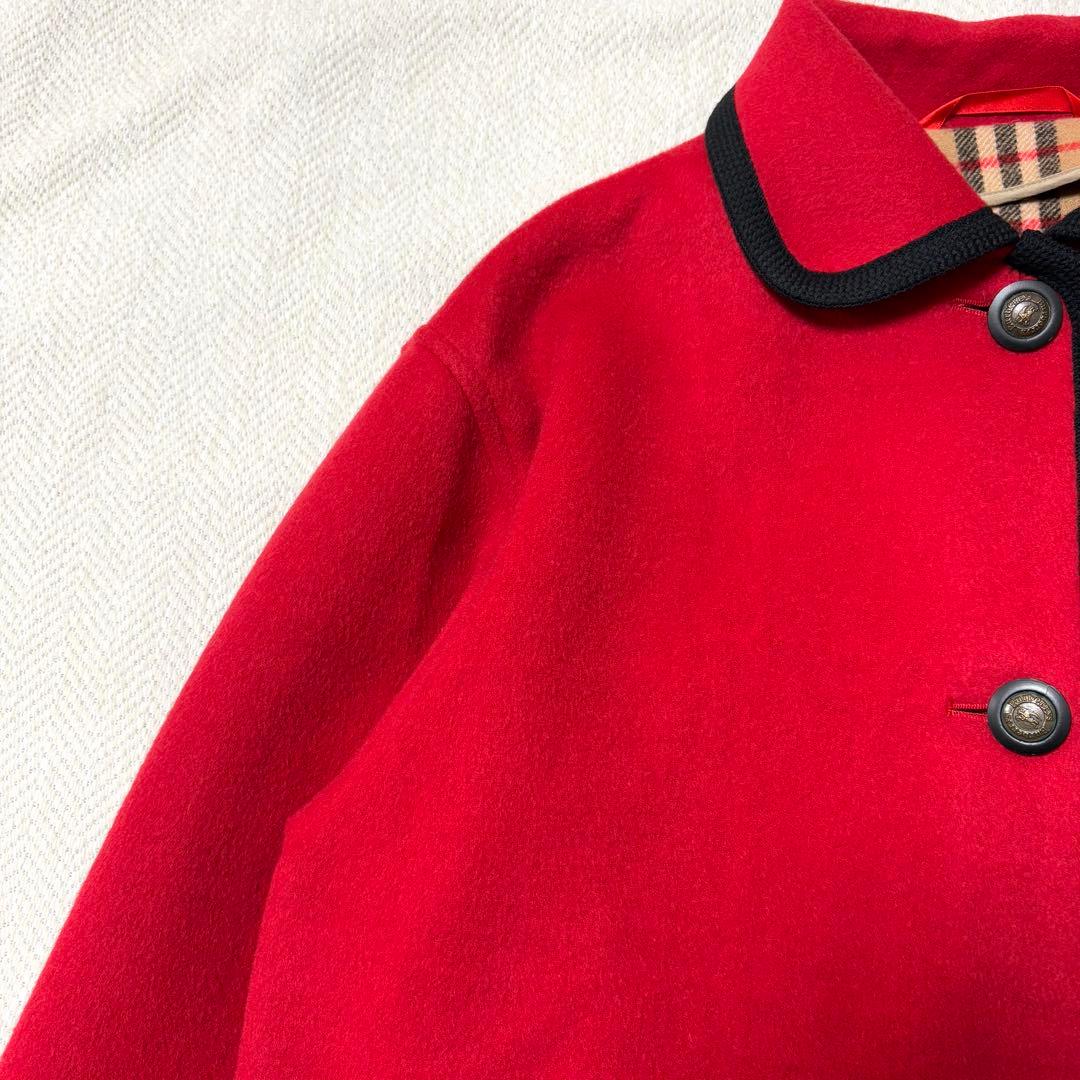 専用　BURBERRY バーバリー カシミヤ ウール ノバチェック コート 赤