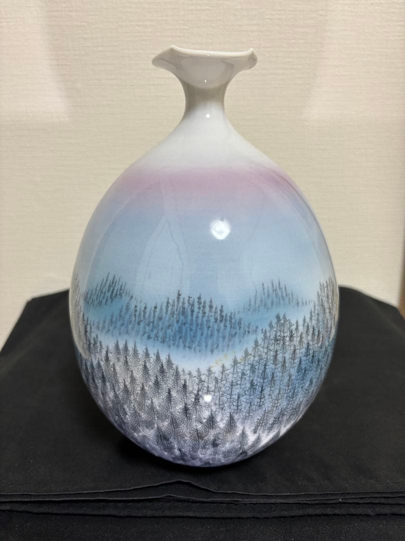 藤井朱明 壺 飾り壺 花器 日展人気作家 有田焼 朝日花瓶